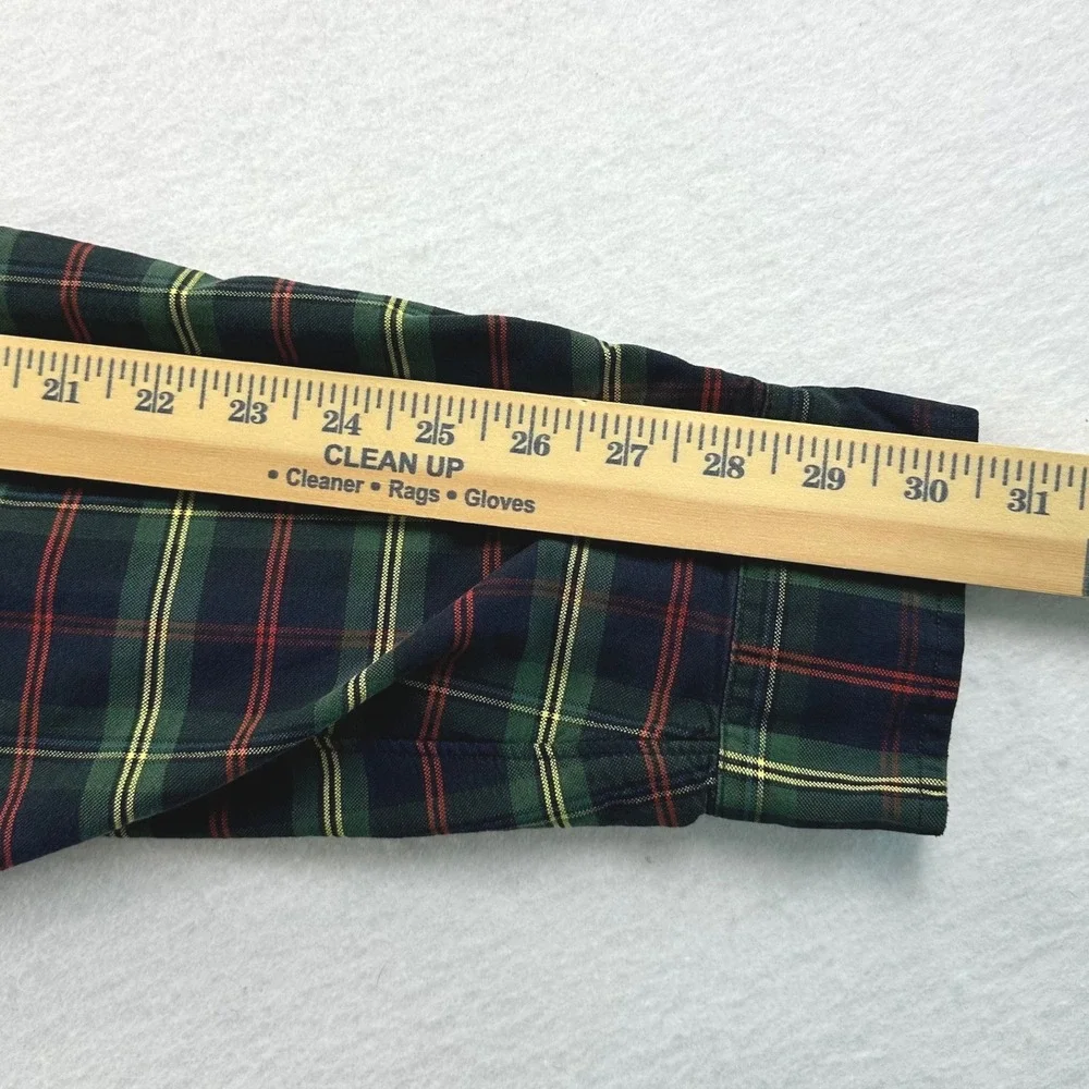 VTG Ralph Lauren The Big Shirt Mens Large Green Plaid Button Down Logo Crest